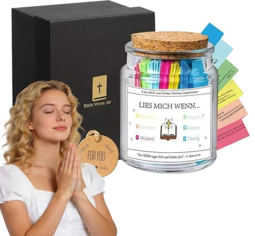 Nzkeuf Glas mit Bibelversen, Deutsch LIES MICH WENN Bibel Verse im Glas mit Hoffnung, Christliches Geschenk mit 90 Farbigen Bibelversen, Ostern Christliche Geschenke für Frau Man (Deutsch)