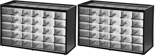 STANLEY Organizador de 5 niveles de 30 cajones, Marco de polipropileno de densidad, Cajones blandos transparentes, Apilable, 36.5 x 15.5 x 22.5 cm, 1-93-980 (Paquete de 2)
