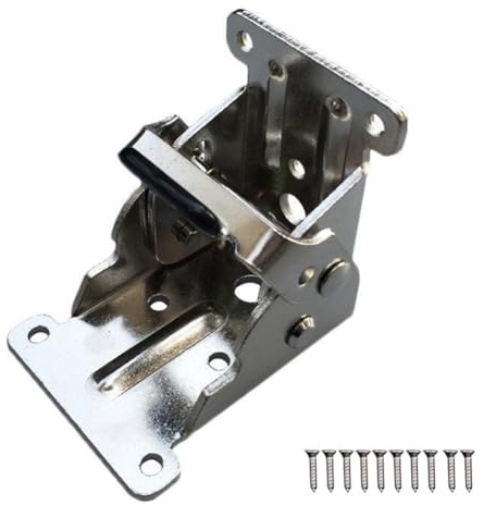 CashMuch Metall Klappscharnier Tischbein Bket für Möbel, Schrank, Schublade, Tür und Ausziehtisch, S-Locking, Schwarz/Silber/Gold, 68 x 63 x 54 mm