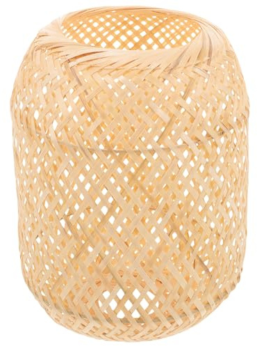 OSALADI Geflochtener Lampenschirm Rattan Weiden Pendelleuchte für Landhausstil und Esszimmer Hängelampe Ersatz Leuchtenschirm Bambus Deko 14,5X19,5cm