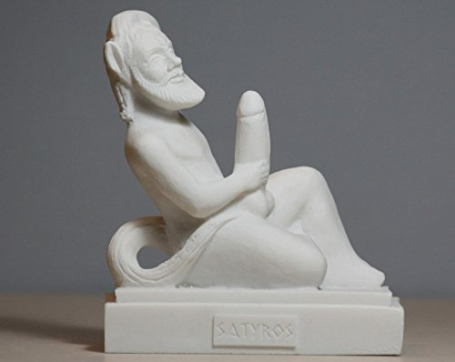 greekartshop Satyr Faunus Faun Phallus nackt männliche Alabaster-Statue Skulptur 11 cm