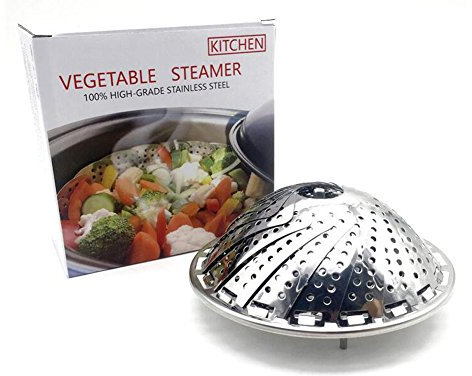 Vapeur de légume, plateau rond pour autocuiseur - Corbeille à fruits et panier végétarien télescopique - 100% acier inoxydable