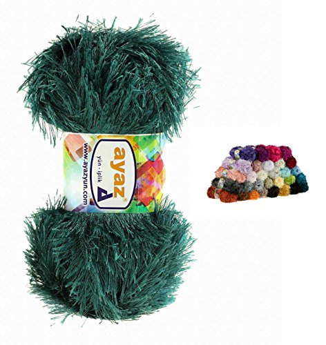 Fransen-Strickgarn Yumos 140m/100g Fancy Garn Strickwolle 40 Farben, Farbe:2873 dunkelgrün