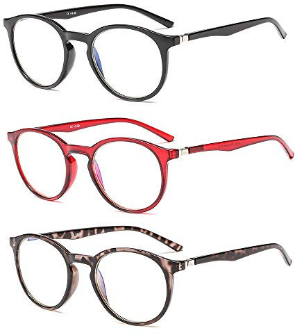 Suertree Anti Blue Lesebrille 3 Pack Computer Brille Herren Damen Anti Rays Lesebrillen für Frauen Männer Fashion Leser 2.0X JH252