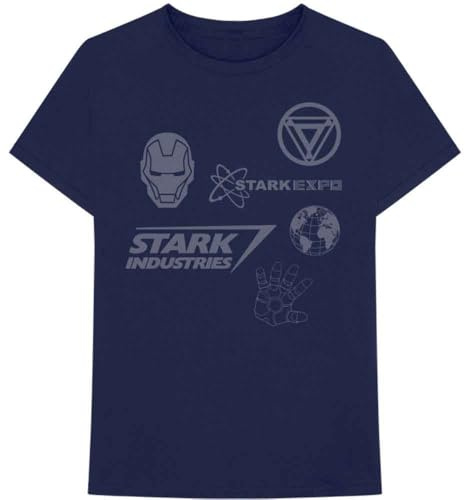Marvel Iron Man T Shirt Stark Industries Expo Logo Official Mens Blue L