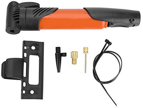 Fahrradluftpumpe, Tragbarer Kompakter Fahrradfüller mit Rahmenmontagesatz für Reparieren von Fahrradreifen (Orange)