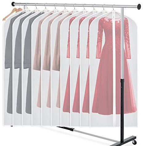 Zilink Klädväska Klänningsväskor för förvaring Set med 10 Anti-Moth Långa klänningar Kostym Skyddskåpa 152 cm med dragkedja i full längd för kostym, rock, lång vinterrock, lång klänning