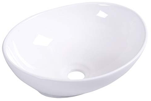 COSTWAY Aufsatzwaschbecken Rund, Waschtisch Bad, Waschbecken Keramik, Aufsatzwaschschale mit hohem Rand, Weiß
