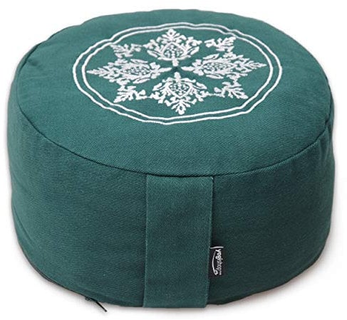 Yogishop Meditationskissen Rund Vintage Baumwolle ø 30cm x 15cm Petrol