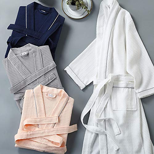 Bathrobe Accappatoio da Donna Uomo in Cotone, Vestaglia Kimono Nido d'Ape Sottile Leggera per casa Spa Hotel,Accappatoi da Spiaggia da Viaggio,Manica Lunga