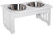 PawHut Gamelles Chiens surélevées gamelle Double Chien Chat Porte-gamelles surélevé dim. 44L x 24l x 15H cm 2 gamelles 0,9L Acier INOX. incluses Bois Blanc