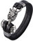 Aotiwe Dur Armband Herren, Dankeschön Geschenke Doppeltes Lederarmband mit Totenkopf Schwarz Edelstahl 18.5cm