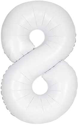 Unique Party 13968 - Riesenzahl 8 Luftballon - 86 cm - Matt Weiß