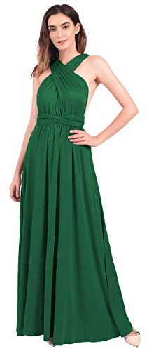 Abendkleid Lang Damen Elegant Sexy Rückenfreies Multiway Bandage Wickelkleid Festlich Hochzeitskleid Brautkleid Brautjungfernkleider Cocktailkleid Weihnachten Silvester Partykleid Ballkleid Grün S