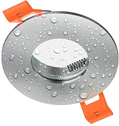 ledscom.de Bad-Deckeneinbaurahmen ERID, Feuchtraum, Badezimmer, IP44, rund, aluminium matt