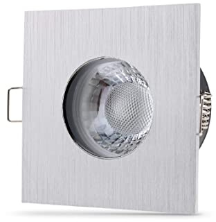 lambado® Premium LED Spots IP65 Flach für Badezimmer in Alu Gebürstet - Moderne Deckenstrahler/Einbaustrahler für Außen inkl. 230V 5W Strahler warmweiß dimmbar - Hell & Sparsam
