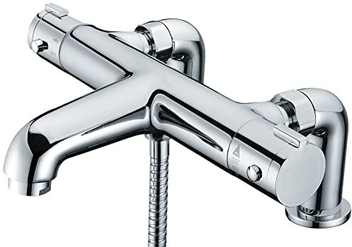 Modern Deck Mounted Thermostatic Chrome Bath Shower Mixer Tap