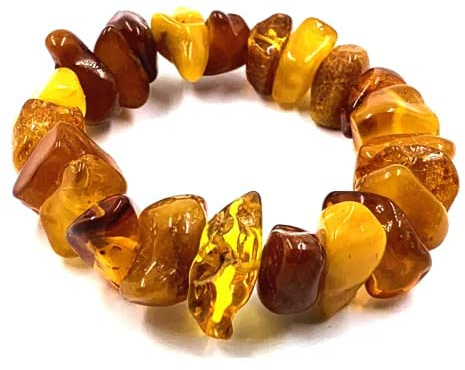 Bracciale in ambra naturale su elastico 19cm Pietre d'ambra grezza - Bracciale in ambra per adulto