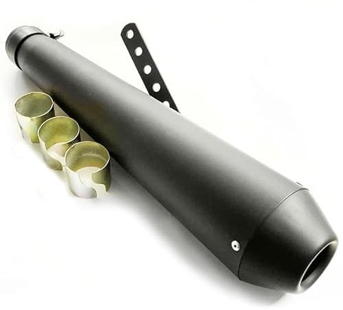 Universal Black Megaphone Silencer Suitable for Cafe Raceer, Custom, Classic Motorcycles 36mm - 44mm