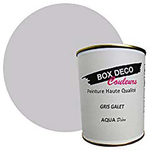 BOX DECO COULEURS Peinture bois intérieur extérieur à base d'acrylique aspect velours-satin Aqua Bois - 750ml, Gris Galet
