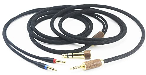 HansnBy Cavo di ricambio audio di aggiornamento 6N OCC, in rame argentato, compatibile con Denon AH-D7200 AH-D7100 AH-D9200 AH-D5200, per cuffie Focal Elear, guscio in legno di noce e adattatore da