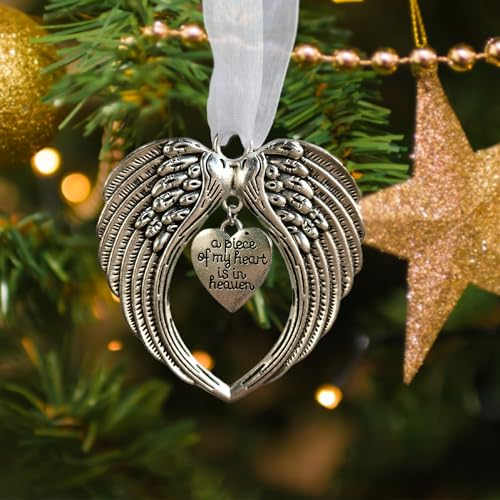Weihnachtsschmuck, Engelsflügel, Gedenkgeschenke für verstorbene Lieben, personalisierte Weihnachtsschmuck – A Piece of My Heart is in Heaven Weihnachtsbäume hängende Gedenkdekoration