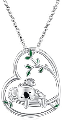 REDSUN Tier Koala Halskette 925 Sterling Silber Koala/Schmetterling/Löwe/Hund/Katze/Giraffe/Hund/Wolf Halskette Niedliche Tier Anhänger Halskette für Frauen Mädchen