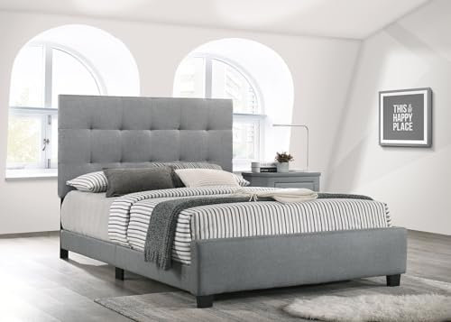 EASYMOBEL Cama de Matrimonio Emily con Colchón 135x190cm - Elegante y Cómoda, Color Gris