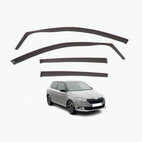 Set mit 4 Windabweisern, kompatibel mit Skoda Fabia MK3 5-Türer Schrägheck 2015 2016 2017 2018 2019 2020 2021 Modelle.