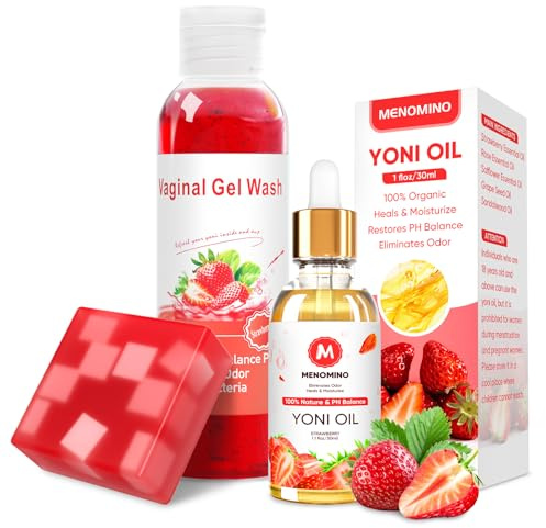 Feminine Wash & Yoni Soap Bar & Yoni Oil for Women pH Balance, Strawberry