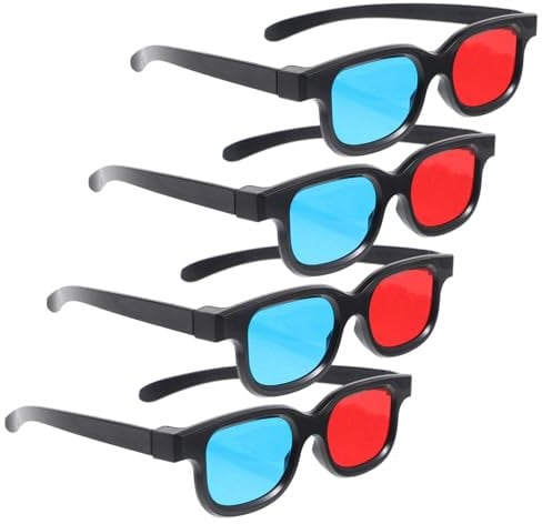 Mikikit 4stücke Plastikgläser für Filme für Heimkino Rot-blau-Brille für Tv und Projektoren Universalbrillen Effekte