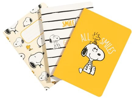 Grupo Erik 3er Pack Peanuts Snoopy Notizbücher A6 - Notizbuch klein A6-1 Notizbuch Liniert 1 Notizbuch Dotted 1 Notizbuch Blanko - Notizblock A6 Snoopy Merch