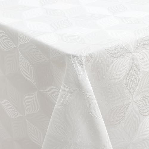 Homaxy Tischdecke Abwaschbar Rechteckig 140x240cm Mehrblättrige Jacquard Tischdecke Ornamente Schmutzabweisend Pflegeleicht, Beige