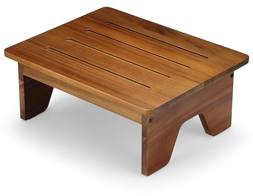 Perfnique Wooden Step Stool, 16cm One Step Stool for Adults, 90kg. Load Non-Slip Wooden Step Stools for High Beds, One Step Ladder for Bedroom, Kitchen, Bathroom, Kids, Elderly (16cm)