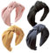 Lot de 4 bandeaux noués en tissu avec nœud supérieur, couleur unie, serre-tête à nœud croisé, antidérapants, torsadés pour femmes et filles