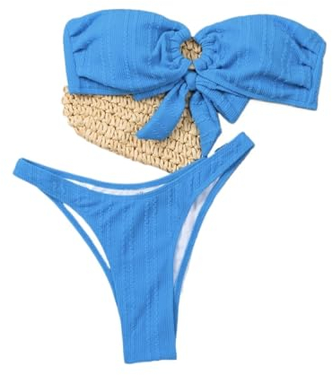 ZHONGZD Sexy 2-teiliges Trägerloses Bandeau-Bikini-Badeanzug-Set Für Damen Mit Ringen