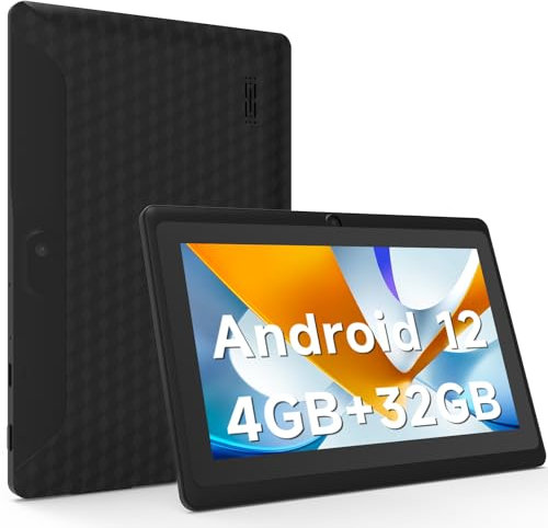 Tablet 7 inch Android 12 Tablets, 4GB RAM 32GB ROM 512GB Expand, Quad-Core Processor Tablet PC, WiFi, Bluetooth, 3000mAh Battery, 1024 x 600 HD IPS Touch Screen, 2MP+5MP Dual Camera, GMS Certified