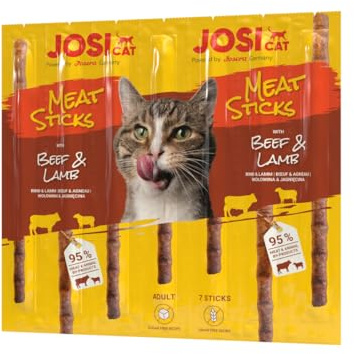 JosiCat Meat Sticks Beef & Lamb | 20x 7 St. | Adult | Snack für Katzen | Premium Kaustangen für erwachsene Katzen | Rind & Lamm | mit viel Fleisch | zucker- & getreidefrei | powered by JOSERA