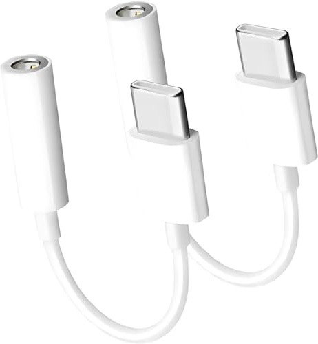 Confezione da 2 adattatori da USB C a jack per cuffie da 3,5 mm, da USB tipo C a Aux Audio Dongle per iPhone 17 Air/16e, iPhone 17 Pro Max/16 Pro/15 Plus, Samsung Galaxy S25/S24/S23/S22, iPad, Pixel