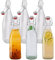 MEETOZ Botellas de vidrio con tapones, 6 botellas de vidrio transparente de 500 ml, con tapones herméticos, botellas de conserva, para aceite, vino, vinagre, condimentos, agua, jugo