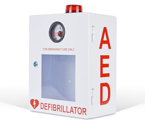 AED-Defibrillator-Aufbewahrungsschränke, Aufbewahrungsschrank aus Metallstahlblech, AED-Defibrillator-Wandschrank mit Alarm und Licht, geeignet für alle AEDs, für Büros, Pflegeheime, öffentliche Orte