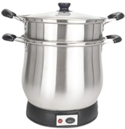 LOVIVER Suppentopf aus Edelstahl, Dampftopf für Klebreis, antihaftbeschichteter Simmertopf, elektrischer Topf für Meeresfrüchtegerichte, thailändischer und