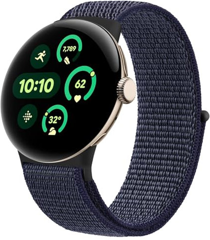 Amzpas für Google Pixel Watch Armband Damen Herren,Nylon Sport Loop Ersatzarmbänder für Google Pixel Watch 2 Armband (Blau)