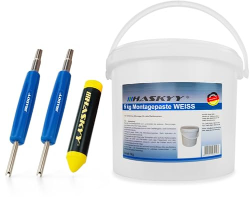 Pâte de montage pour pneus 5 kg avec 2 extracteurs de valve et craie grasse - Kit universel pour montage de pneus