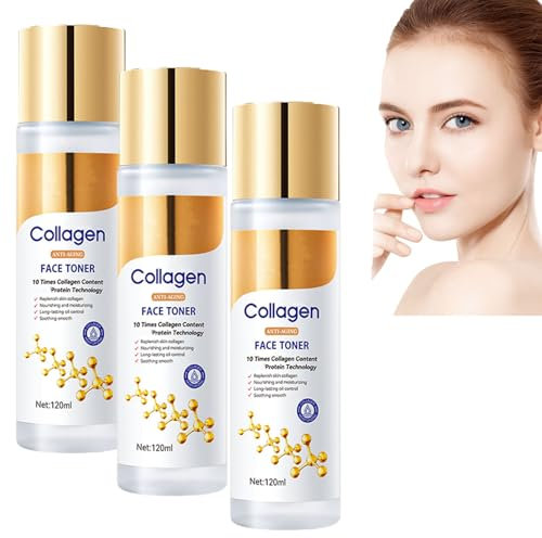 Limetown Collagen Face Toner,Gesichtswasser mit hydrolysiertem Kollagen, feuchtigkeitsspendendes Anti-Aging-Gesichtswasser mit Kollagen, Gesichtswasser für ein glatteres Gesicht (3pcs)