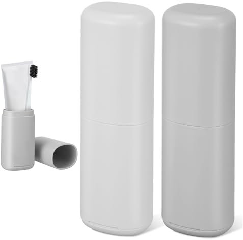 TINEASUR Travel Toothbrush Kit 2 Pc Set Portable Holder for Lightweight Leakproof Case Accessory