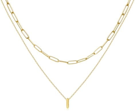 Candyfancy Buchstabe kette Gold Layered Kette mit Buchstaben Anhänger Personalisierte Edelstahl Vergoldete Buchstabenkette für Damen Mädchen I