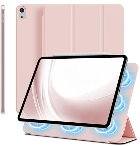 ZOYU Magnetisch Hülle für iPad Air 11 Zoll (2025-M3/2024-M2), iPad Air 5 4 Generation (2022/2020) 10,9 Zoll, Magnetisch Befestigung, Schlank Case, Unterstützt Pencil Pro/USB-C, Rosa