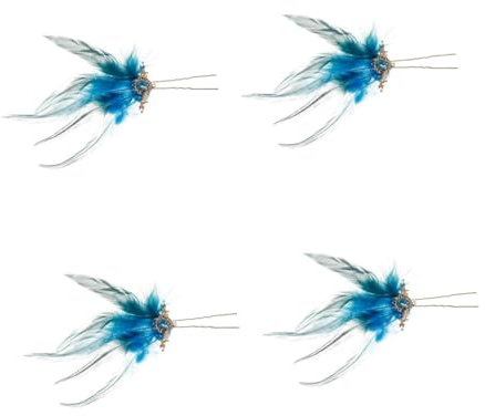 VALICLUD 4 Stück Federhaarnadel Haarschmuck mit blauen Federn Lange Haarnadel mit blauen Federn Haarspange für besondere Anlässe Haarstyling-Stifte Haargabelnadel Haarstock Legierung Blue