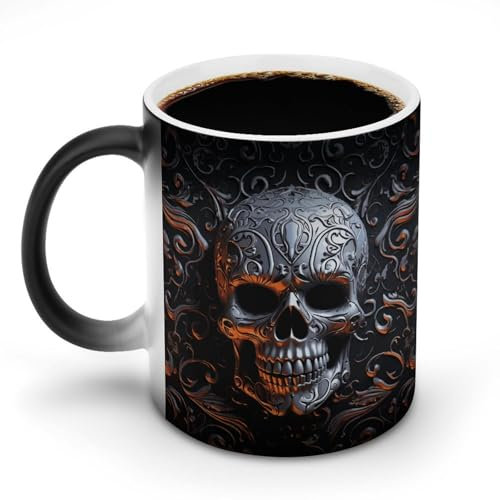 Tasse à café personnalisable, tasses magiques avec motif tête de mort, impression sensible à la chaleur, tasses à changement de couleur, cadeaux pour homme et femme
